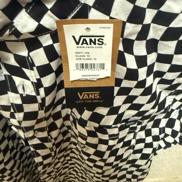 Men's Vans Off The Wall Black and White Checkered Shirt sz Large NWT - Picture 3 of 4